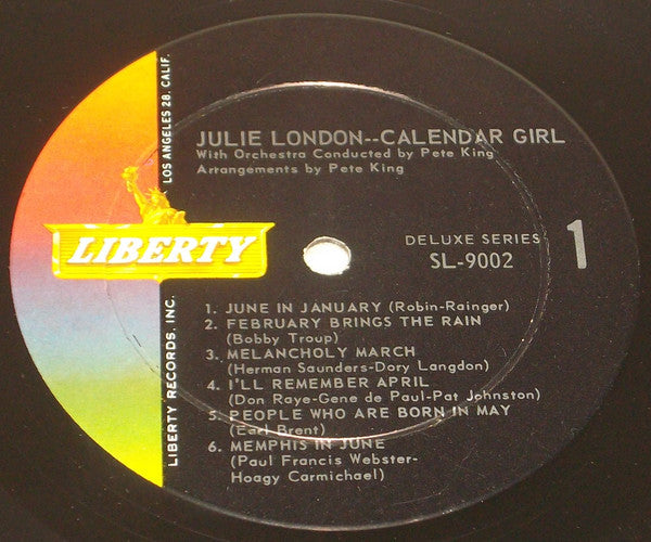 Julie London - Calendar Girl (Vinyl, LP, Repress, Mono) Very Good (VG) / Good (G)