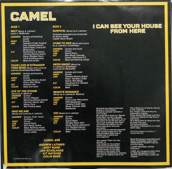 Camel - I Can See Your House From Here (Vinyl, LP, Album) Good Plus (G+) / Very Good (VG)