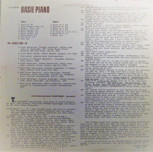 Count Basie - Basie Piano (Vinyl, LP, Compilation) Very Good Plus (VG+) / Very Good (VG)