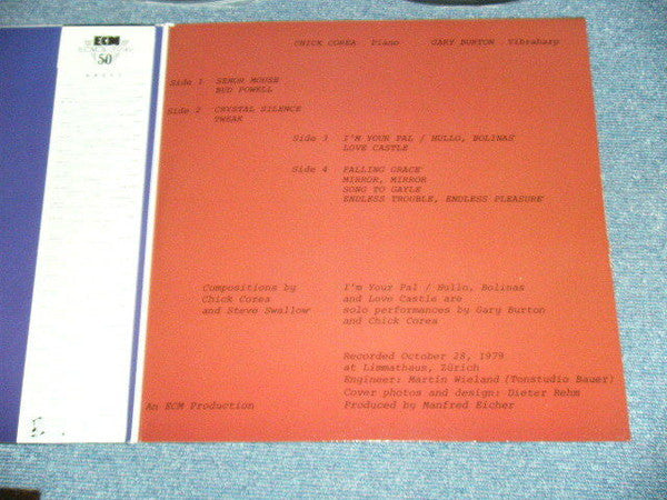 Gary Burton / Chick Corea - In Concert, Zürich, October 28, 1979 (2xVinyl, LP, Album, Reissue) Very Good Plus (VG+) / Very Good Plus (VG+)