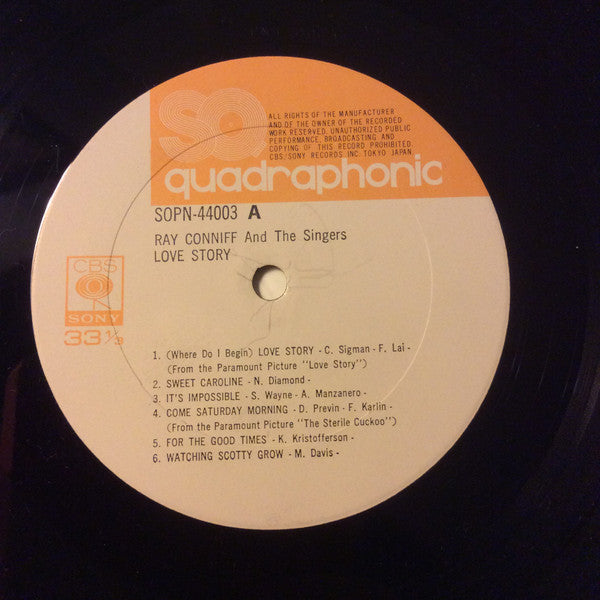 Ray Conniff And The Singers - Love Story (Vinyl, LP, Album, Quadraphonic) Very Good Plus (VG+) / Very Good Plus (VG+)