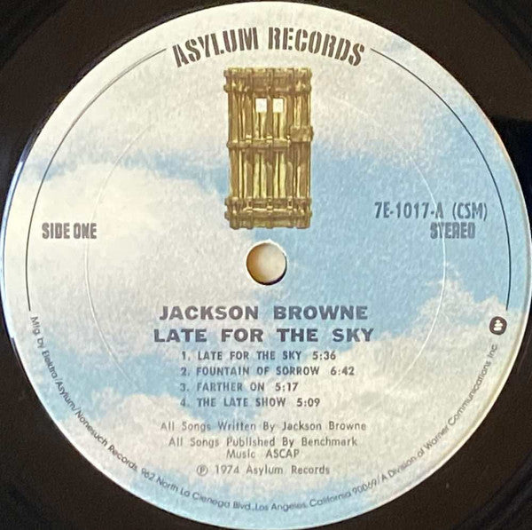Jackson Browne - Late For The Sky (Vinyl, LP, Album, Reissue, Repress, Stereo) Very Good Plus (VG+) / Very Good Plus (VG+)