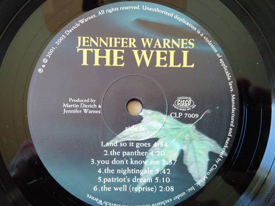 Jennifer Warnes - The Well (Vinyl, LP, Reissue, Stereo) Very Good Plus (VG+) / Very Good Plus (VG+)