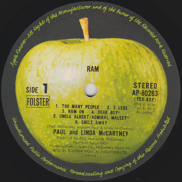 Paul & Linda McCartney - Ram (Vinyl, LP, Album, Reissue) Very Good Plus (VG+) / Very Good (VG)