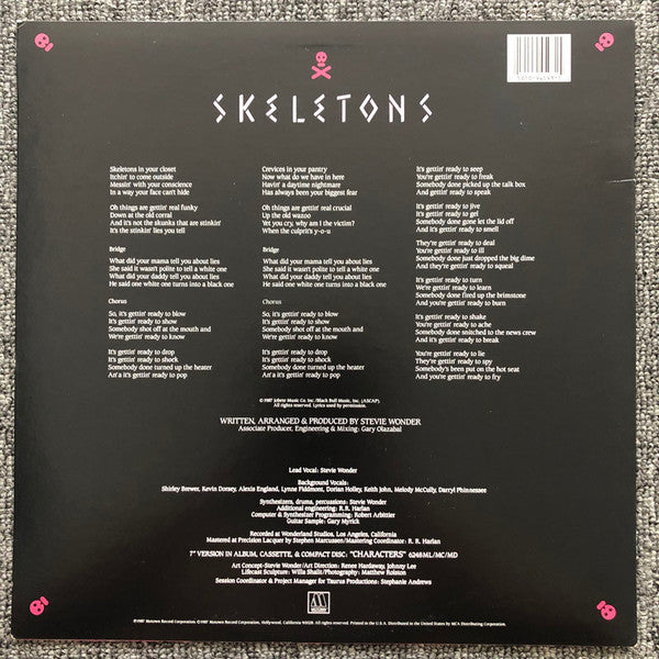 Stevie Wonder - Skeletons (Vinyl, 12", Maxi-Single) Very Good Plus (VG+) / Very Good Plus (VG+)