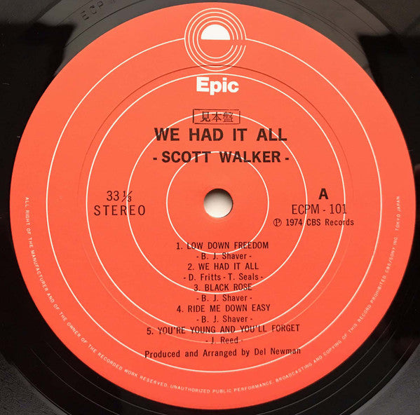 Scott Walker - We Had It All = 青春の想い出 (Vinyl, LP, Album, Promo) Very Good Plus (VG+) / Very Good (VG)