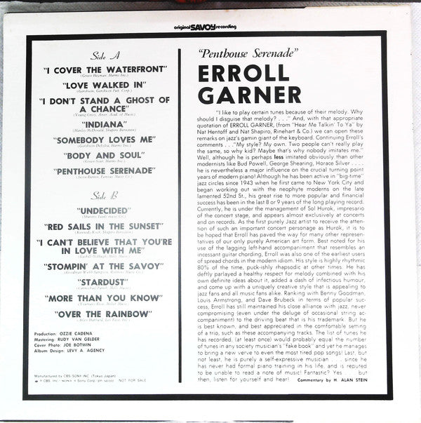 Erroll Garner - Plays -  Vol. 1 (Penthouse Serenade) (Vinyl, LP, Promo, Reissue) Near Mint (NM or M-) / Very Good (VG)