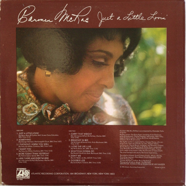 Carmen McRae - Just A Little Lovin' (Vinyl, LP, Album) Good Plus (G+) / Very Good (VG)