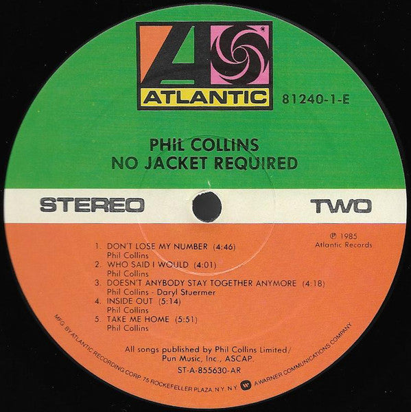 Phil Collins - No Jacket Required (Vinyl, LP, Album, Stereo)