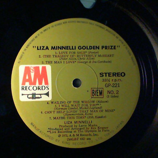 Liza Minnelli - Golden Prize (Vinyl, LP, Compilation, Stereo) Very Good Plus (VG+) / Very Good Plus (VG+)