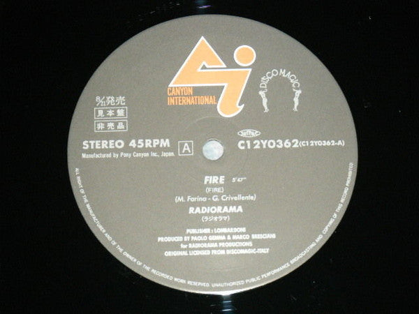 Radiorama - Fire (Vinyl, 12", 45 RPM, Promo) Very Good (VG) / Good Plus (G+)