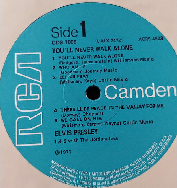 Elvis Presley - You'll Never Walk Alone (Vinyl, LP, Album, Compilation, Mono) Very Good Plus (VG+) / Very Good Plus (VG+)
