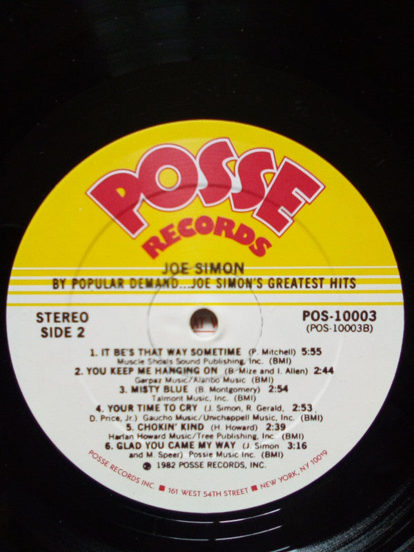 Joe Simon - By Popular Demand...Joe Simon's Greatest Hits (Vinyl, LP, Compilation, Stereo) Very Good (VG) / Very Good (VG)