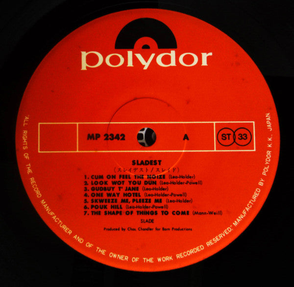 Slade - Sladest (Vinyl, LP, Compilation, Stereo)
