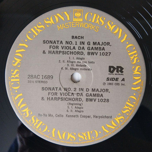 Johann Sebastian Bach - Sonatas For Viola Da Gamba & Harpsichord (Vinyl, LP, Stereo) Very Good Plus (VG+) / Very Good Plus (VG+)