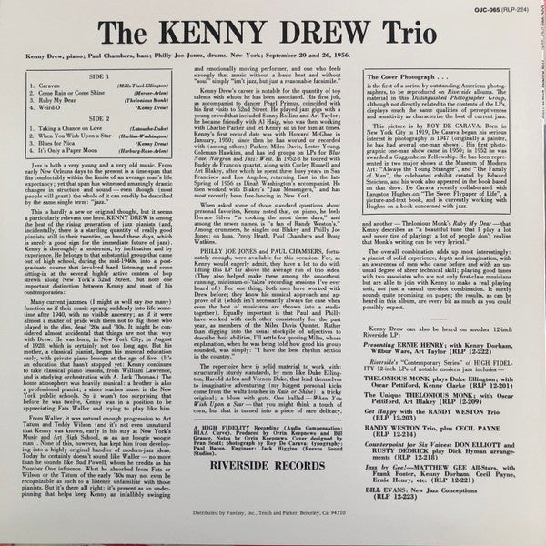 The Kenny Drew Trio - Kenny Drew Trio (Vinyl, LP, Album, Reissue, Mono) Very Good (VG) / Very Good (VG)