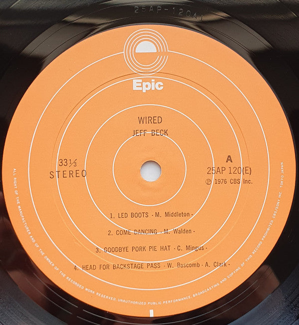 Jeff Beck - Wired (Vinyl, LP, Album, Reissue) Very Good (VG) / Very Good (VG)