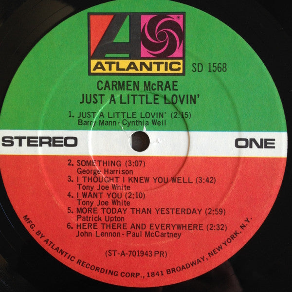 Carmen McRae - Just A Little Lovin' (Vinyl, LP, Album) Good Plus (G+) / Very Good (VG)