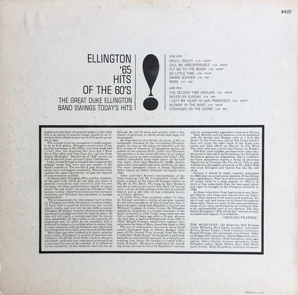 Duke Ellington - Ellington '65 (Hits Of The 60's) (Vinyl, LP, Album, Mono) Very Good Plus (VG+) / Very Good Plus (VG+)