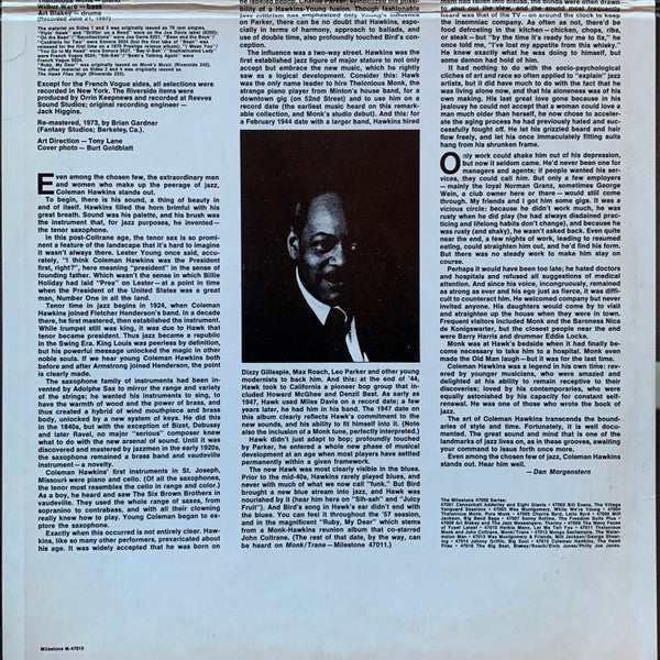 Coleman Hawkins - The Hawk Flies (2xVinyl, LP, Compilation, Remastered, Stereo) Very Good Plus (VG+) / Very Good (VG)