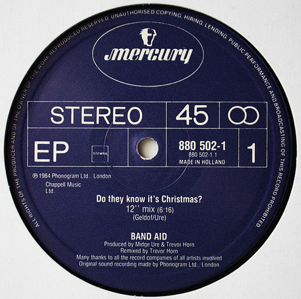 Band Aid - Do They Know It's Christmas? (Vinyl, 12", 45 RPM, EP, St...