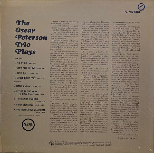 The Oscar Peterson Trio - The Oscar Peterson Trio Plays (Vinyl, LP, Album, Stereo) Very Good (VG) / Very Good (VG)