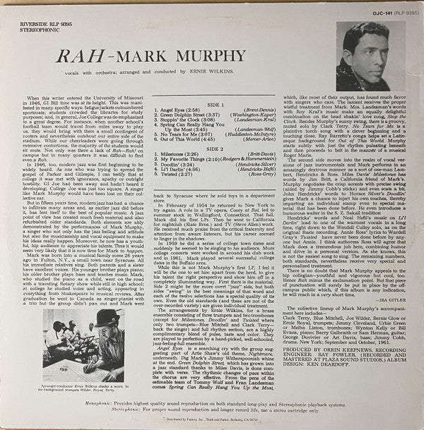 Mark Murphy - Rah (Vinyl, LP, Album, Reissue, Stereo) Very Good (VG) / Very Good (VG)