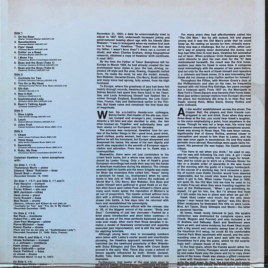 Coleman Hawkins - The Hawk Flies (2xVinyl, LP, Compilation, Remastered, Stereo) Very Good Plus (VG+) / Very Good (VG)