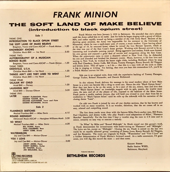 Frank Minion - The Soft Land Of Make Believe (Introduction To Black Opium Street) (Vinyl, LP, Reissue, Mono) Near Mint (NM or M-) / Very Good Plus (VG+)