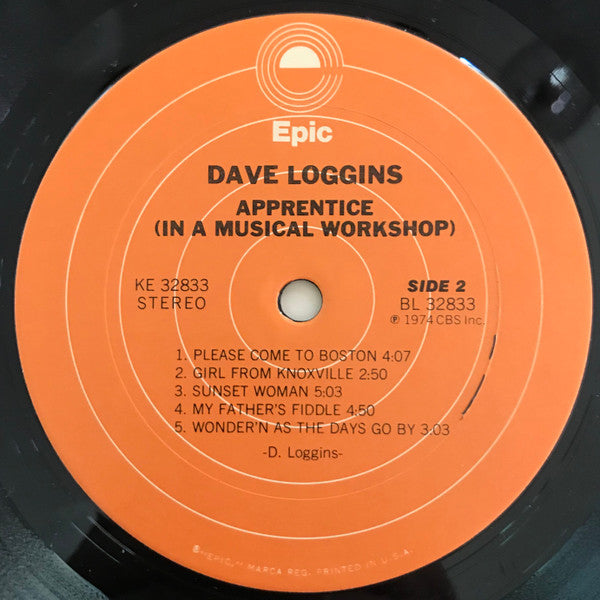 Dave Loggins - Apprentice (In A Musical Workshop) (Vinyl, LP, Album, Stereo) Very Good Plus (VG+) / Very Good Plus (VG+)