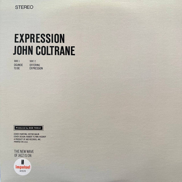 John Coltrane - Expression (Vinyl, LP, Album, Reissue, Stereo) Very Good (VG) / Very Good Plus (VG+)