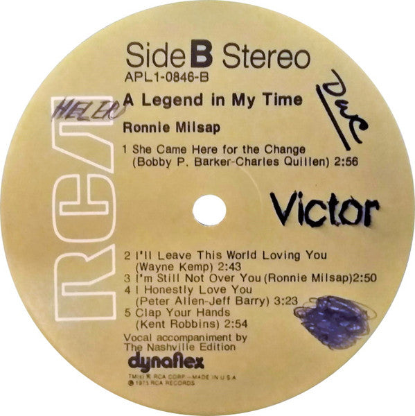 Ronnie Milsap - A Legend In My Time (Vinyl, LP, Album, Stereo) Very Good Plus (VG+) / Very Good Plus (VG+)