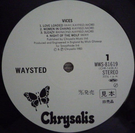 Waysted - Vices (Vinyl, LP, Album, Promo) Near Mint (NM or M-) / Very Good Plus (VG+)