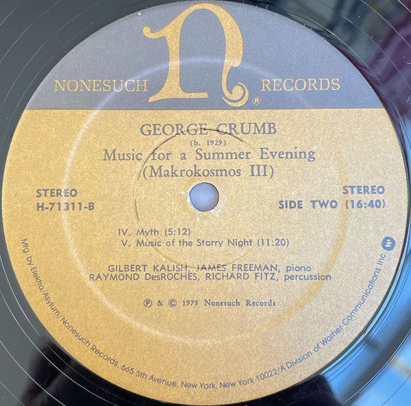 George Crumb - Music For A Summer Evening (Makrokosmos III) (Vinyl, LP, Album) Very Good Plus (VG+) / Very Good Plus (VG+)