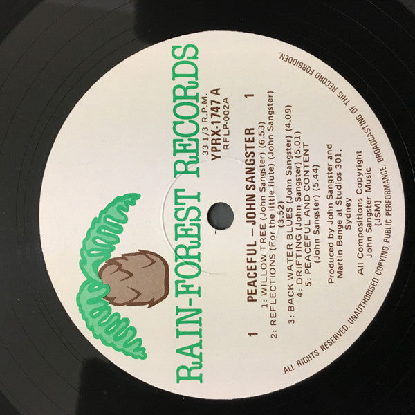 John Sangster - Peaceful (Vinyl, LP) Very Good Plus (VG+) / Very Good (VG)