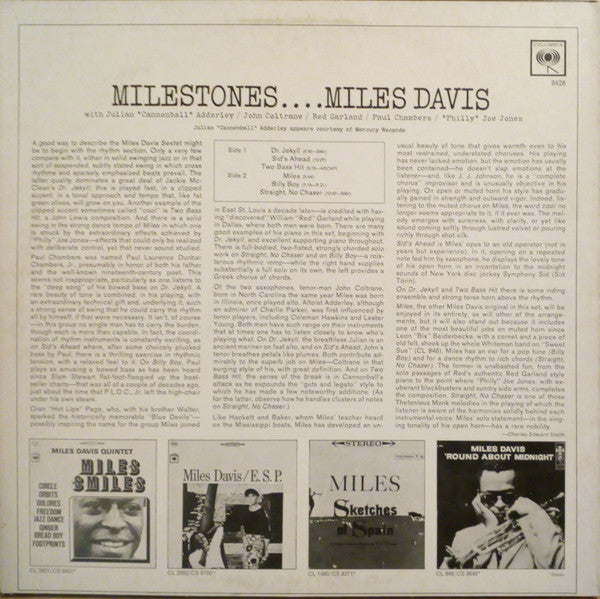 Miles Davis - Milestones (Vinyl, LP, Album, Reissue, Stereo) Near Mint (NM or M-) / Very Good Plus (VG+)