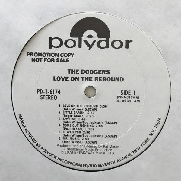 The Dodgers - Love On The Rebound (Vinyl, LP, Album, Promo) Very Good Plus (VG+) / Very Good Plus (VG+)