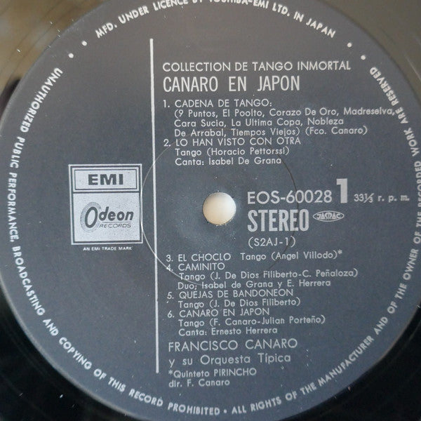 Francisco Canaro Y Su Orquesta Típica - Canaro En Japón (Collection De Tango Inmortal) (Vinyl, LP, Album, Stereo) Very Good Plus (VG+) / Very Good (VG)