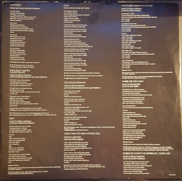 Barry Manilow - One Voice (Vinyl, LP, Album) Very Good Plus (VG+) / Very Good (VG)