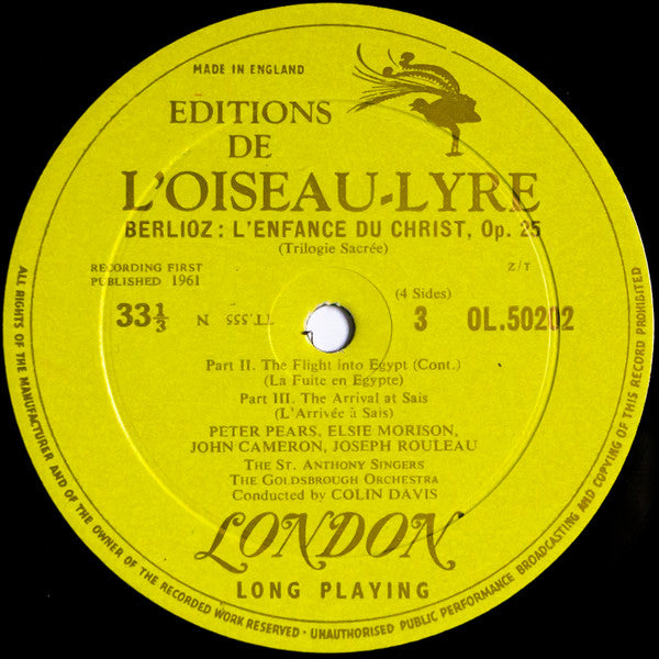 Hector Berlioz - L'Enfance Du Christ (2xVinyl, LP, Reissue, Mono) Very Good Plus (VG+) / Very Good Plus (VG+)
