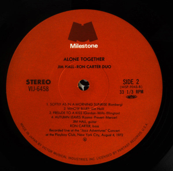 Jim Hall / Ron Carter Duo - Alone Together (Vinyl, LP, Album, Reissue) Very Good Plus (VG+) / Very Good Plus (VG+)