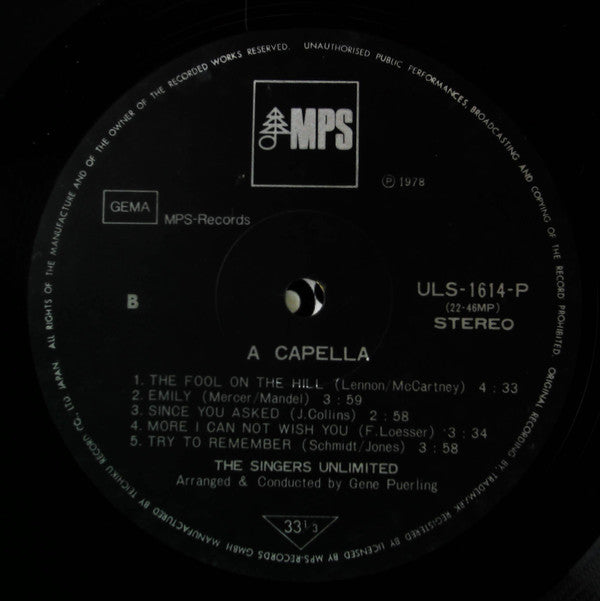 The Singers Unlimited - A Capella (Vinyl, LP, Album, Limited Edition, Reissue, Stereo) Very Good Plus (VG+) / Very Good Plus (VG+)