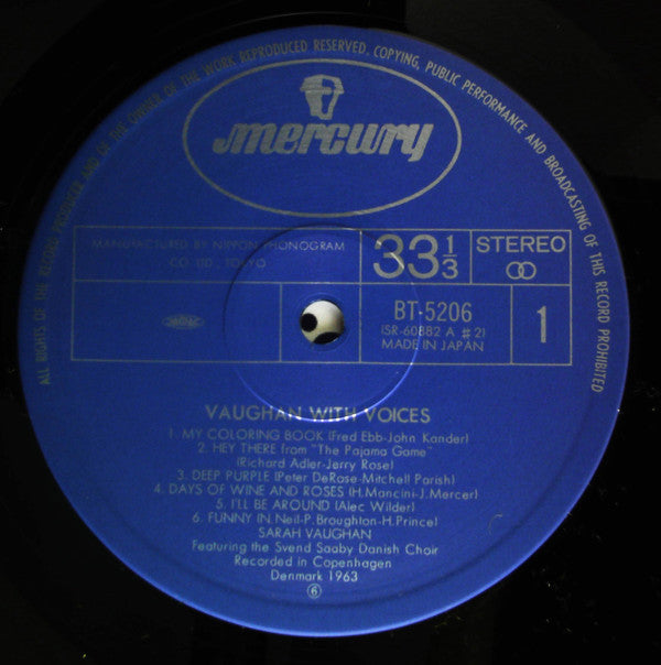 Sarah Vaughan - Vaughan With Voices (Vinyl, LP, Album, Stereo) Very Good Plus (VG+) / Very Good Plus (VG+)