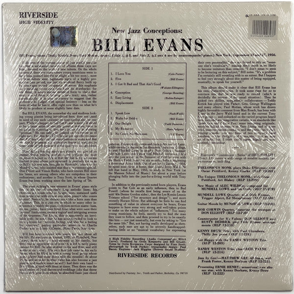 Bill Evans - New Jazz Conceptions (Vinyl, LP, Album, Reissue) Mint (M) / Very Good Plus (VG+)