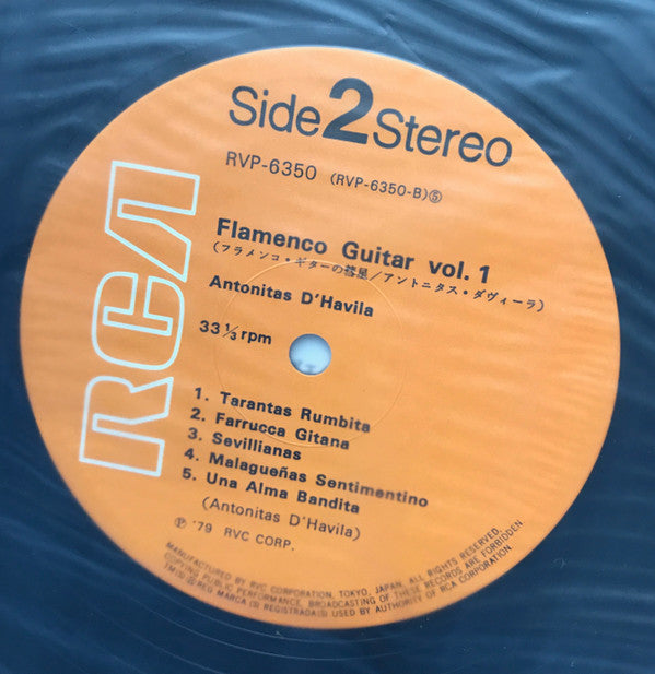 Antonitas D'Havila - Flamenco Guitar Vol. 1 (Vinyl, LP) Very Good Plus (VG+) / Very Good (VG)