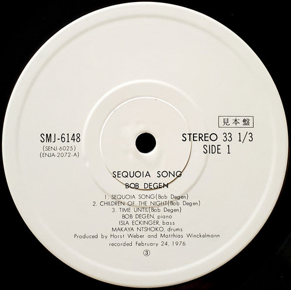 Bob Degen - Sequoia Song (Vinyl, LP, Album, Promo) Near Mint (NM or M-) / Very Good Plus (VG+)