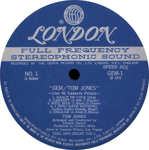 Tom Jones - Live At Caesars Palace (2xVinyl, Vinyl, All Media, LP, Album, 7", 45 RPM, Reissue) Very Good (VG) / Very Good Plus (VG+)
