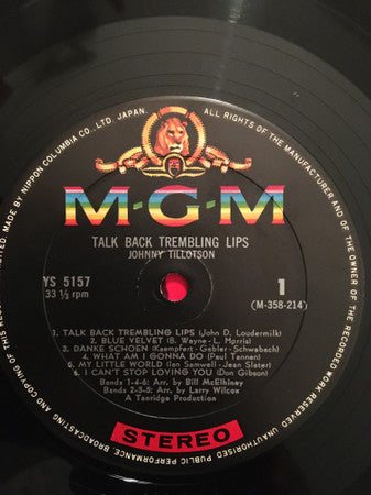 Johnny Tillotson - Talk Back Trembling Lips (Vinyl, LP, Album, Stereo) Good Plus (G+) / Very Good Plus (VG+)