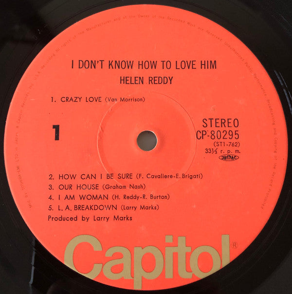 Helen Reddy - I Don't Know How To Love Him (Vinyl, LP, Album, Reissue) Very Good (VG) / Very Good Plus (VG+)