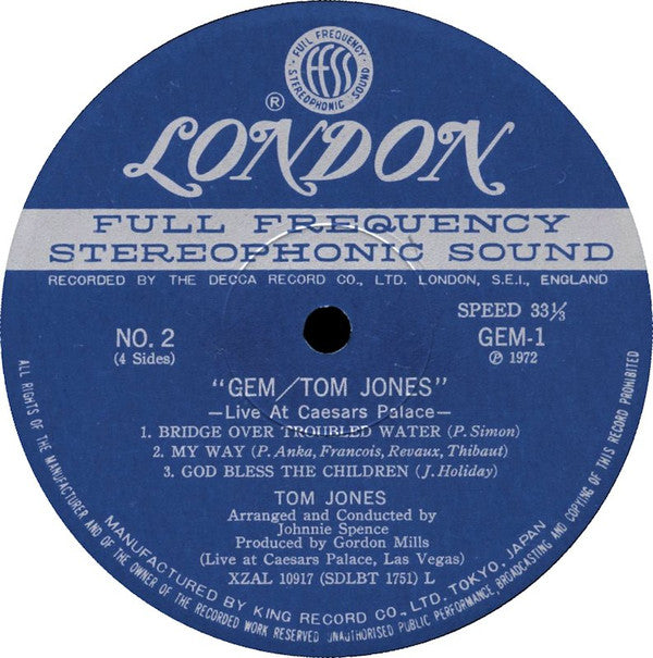 Tom Jones - Live At Caesars Palace (2xVinyl, Vinyl, All Media, LP, Album, 7", 45 RPM, Reissue) Very Good (VG) / Very Good Plus (VG+)